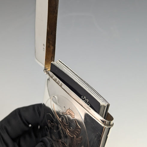 1906 British Antique Sterling Silver Art Nouveau Card Case 73g William M Hayes